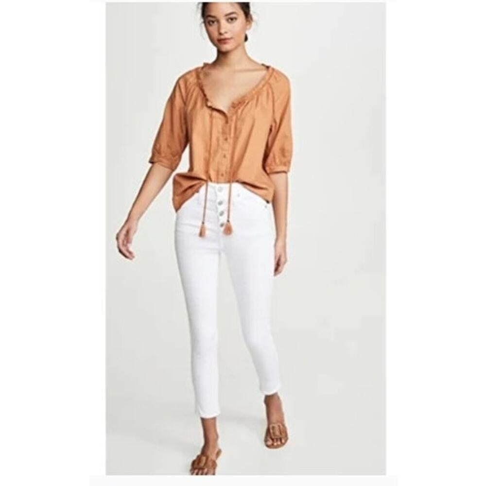 Madewell 10" High Rise Skinny Crop Button Fly White Jeans Size 25